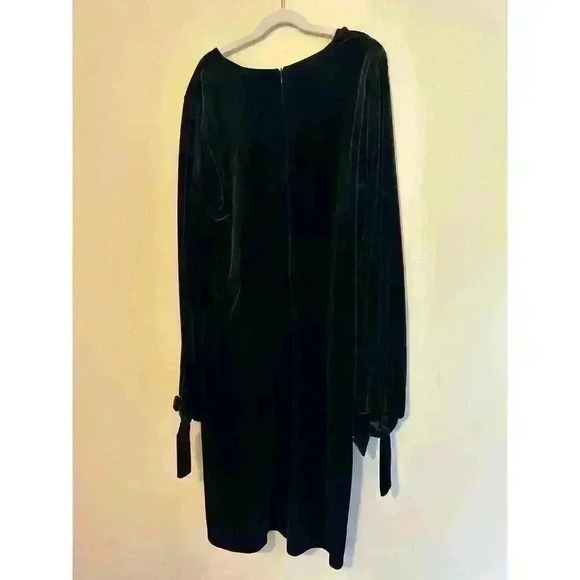 Karen Kane Womens Velvet Sheath Dress V-Neck with Bow Sleeves size Large - Picture 3 of 8